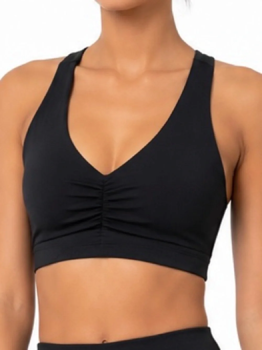 JoyLab Black Ruched Racerback Sports Bra – Size Medium - Picture 1 of 11